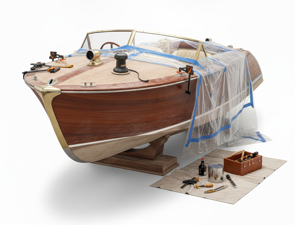 łódź podczas naprawy